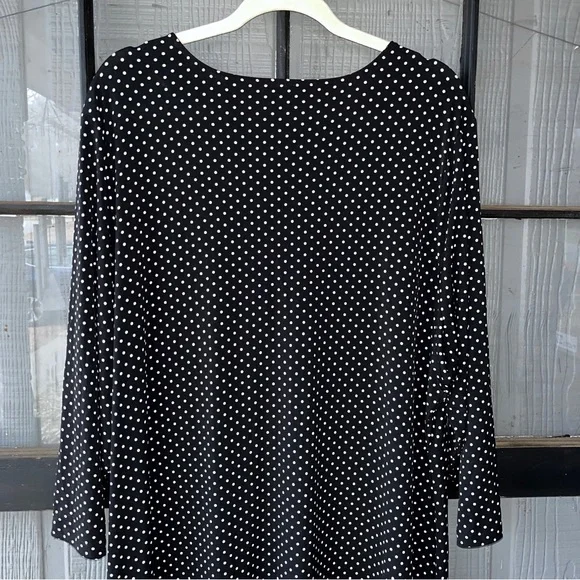 Talbots Woman dress, black with small off-white polka dot print, loose and flowy - Picture 6 of 11